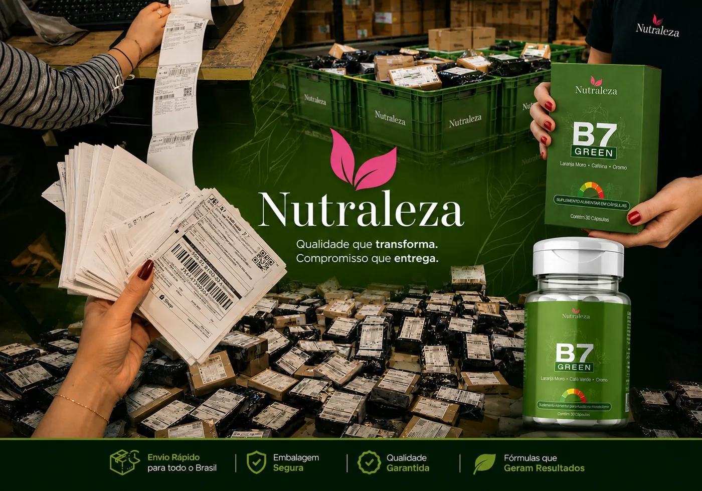Bastidores da Nutraleza - operacao e envios do B7 Green